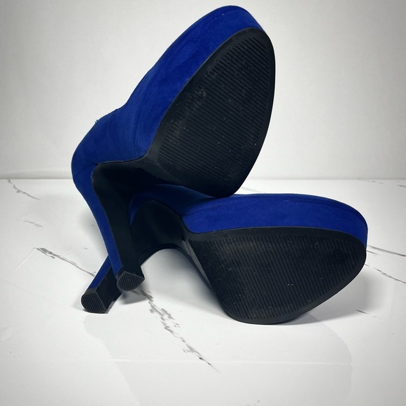 CHARLOTTE RUSSE Blue Platform Pump Women’s Microfiber Heels Size 8 - Picture 6 of 14